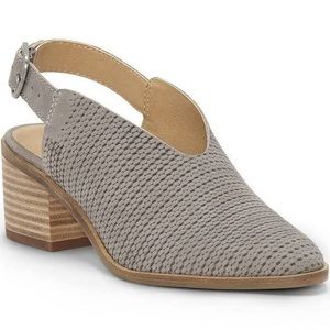 NWOB Lucky Brand Lideton Grey Slingback Mules Heels, Size 7